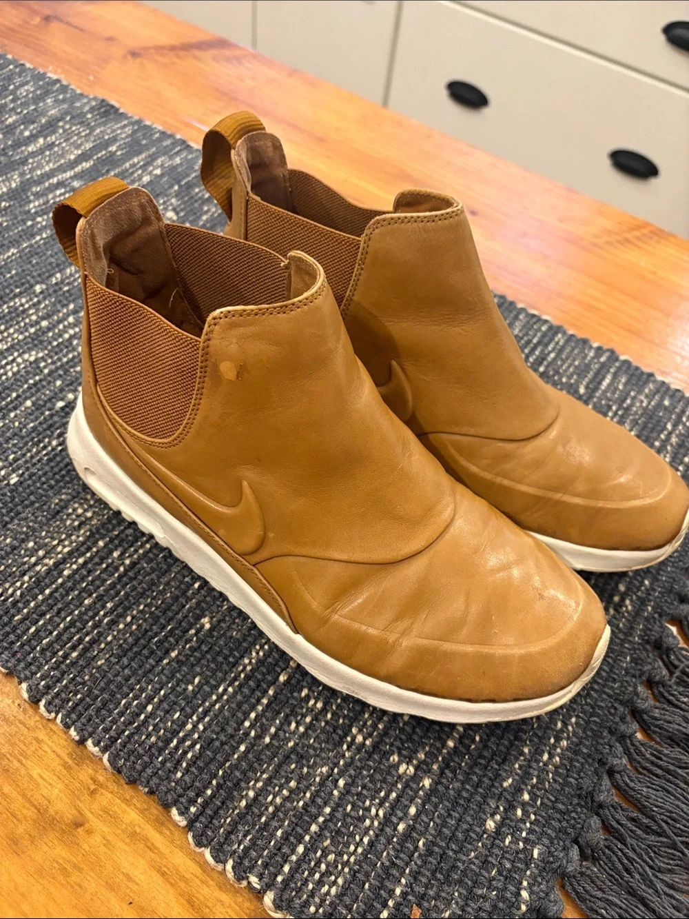 Nike Women’s Tan Leather Chukka Boots with White Sole